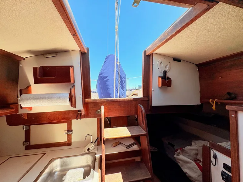 Slide: The Image of Interior of a 1972 Tartan 34 Classic yacht with wooden fittings. - 20