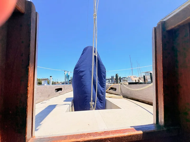 Slide: The Image of View from Tartan 34 Classic sailboat, 1972 model, overlooking the harbor. - 32