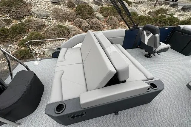 Slide: The Image of Luxury seating on 2026 Evotti 525CS boat with adjustable backrest and cup holders. - 14
