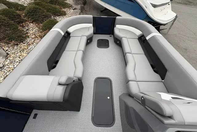 Slide: The Image of Luxurious seating area of 2026 Evotti 525CS boat with modern design and spacious layout. - 8