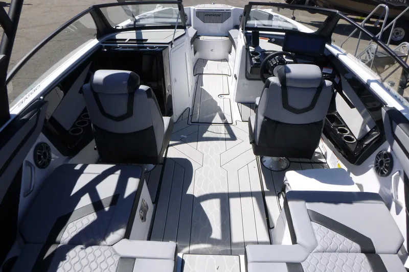 Slide: The Image of 2026 Yamaha Boats 222XD interior with modern seating and sleek design. - 4