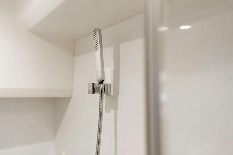Slide: The Image of Modern shower fixture in a sleek, minimalist bathroom, Prestige F4.9 model, 2025. - 41