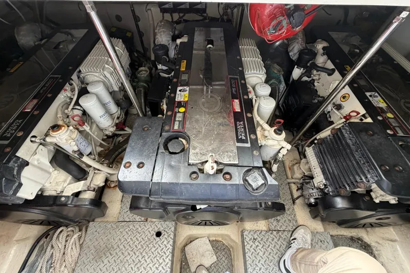 Slide: The Image of Engine compartment of a 2009 Marquis 500 Sport Coupe with Volvo Penta engines. - 30