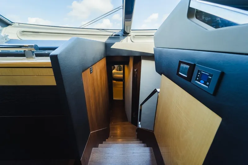 Slide: The Image of Staircase leading to lower deck on 2017 Azimut Fly 72 yacht interior. - 38