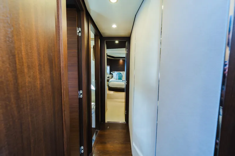 Slide: The Image of Luxurious interior hallway of 2017 Azimut Fly 72 yacht with wooden finishes. - 42