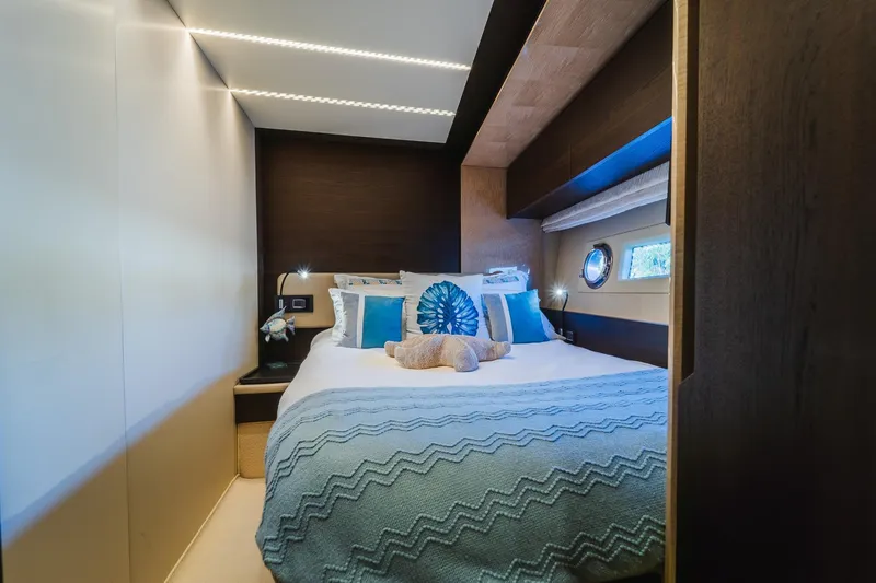 Slide: The Image of Luxurious bedroom interior of 2017 Azimut Fly 72 yacht with elegant decor. - 45