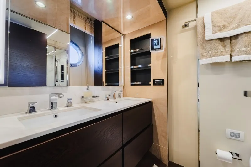 Slide: The Image of Luxurious bathroom interior of 2017 Azimut Fly 72 yacht with double sinks and modern fixtures. - 50