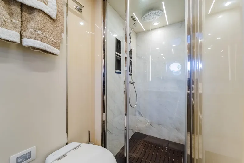 Slide: The Image of Luxurious bathroom in 2017 Azimut Fly 72 yacht with modern shower and elegant design. - 51