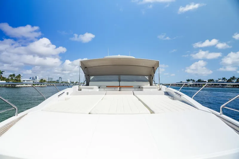 Slide: The Image of Luxurious 2017 Azimut Fly 72 yacht deck under clear blue sky. - 54