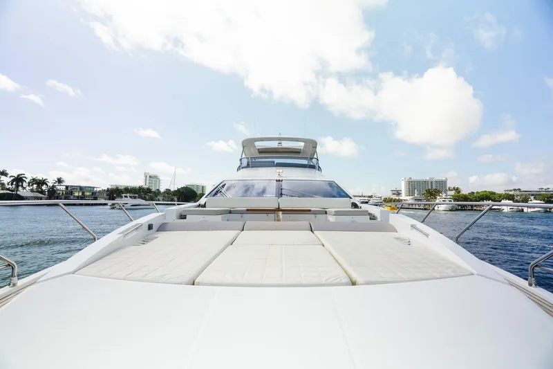 Slide: The Image of Luxurious 2017 Azimut Fly 72 yacht on a sunny day, docked by the waterfront. - 58