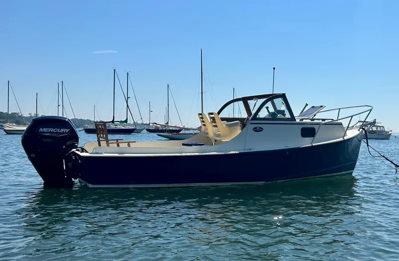 The Image of 2021 Seaway 21 Seafarer Cuddy boat on water, with Mercury outboard motor. - 0