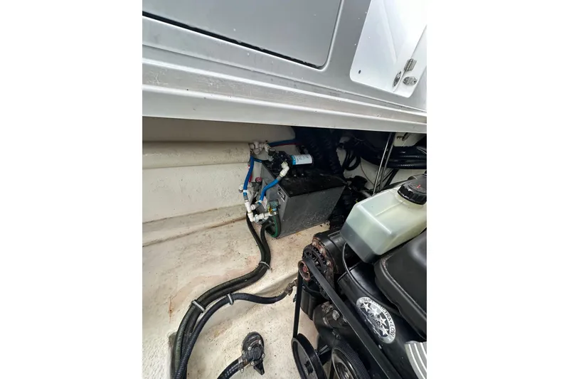 Slide: The Image of Engine compartment of a 2018 Monterey 360 Sport Coupe with visible components and wiring. - 24