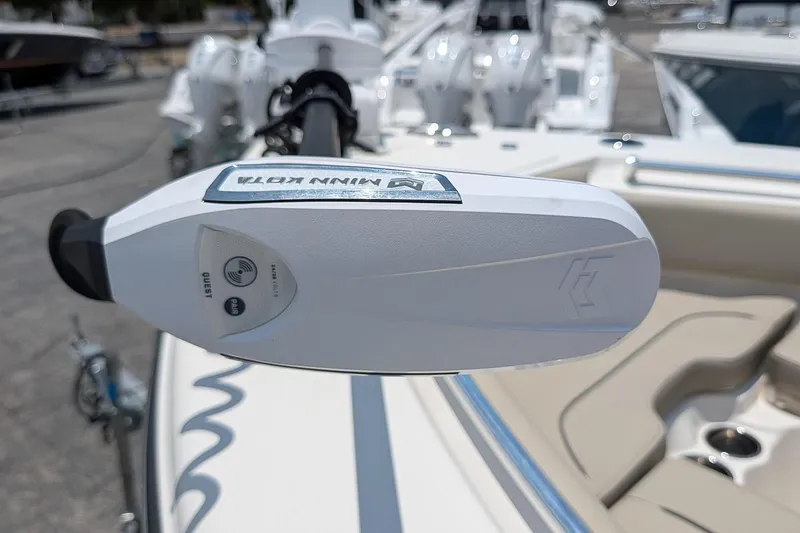 Slide: The Image of 2024 Key West 239 FS boat with Minn Kota trolling motor detail. - 20