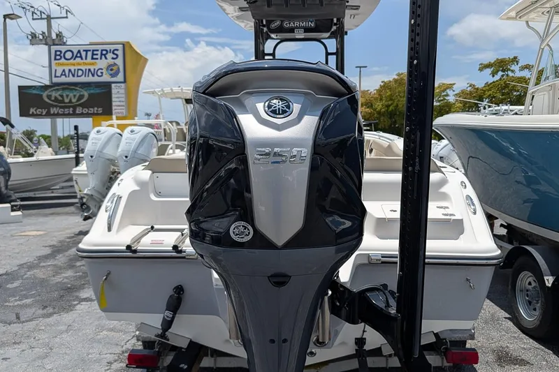 Slide: The Image of 2024 Key West 239 FS boat with powerful outboard motor at Boater's Landing. - 5