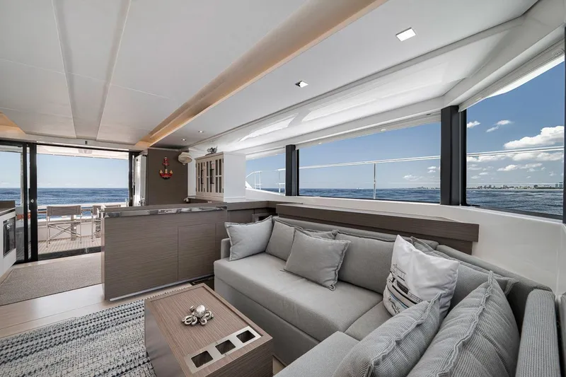 Slide: The Image of Luxurious interior of 2024 Leopard 46 Powercat yacht with ocean view. - 47
