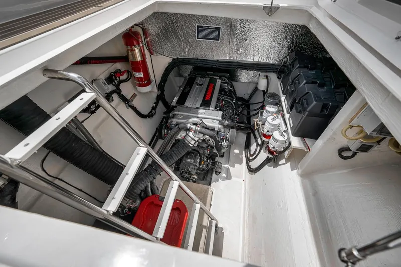 Slide: The Image of Engine room of 2024 Leopard 46 Powercat with visible machinery and equipment. - 75