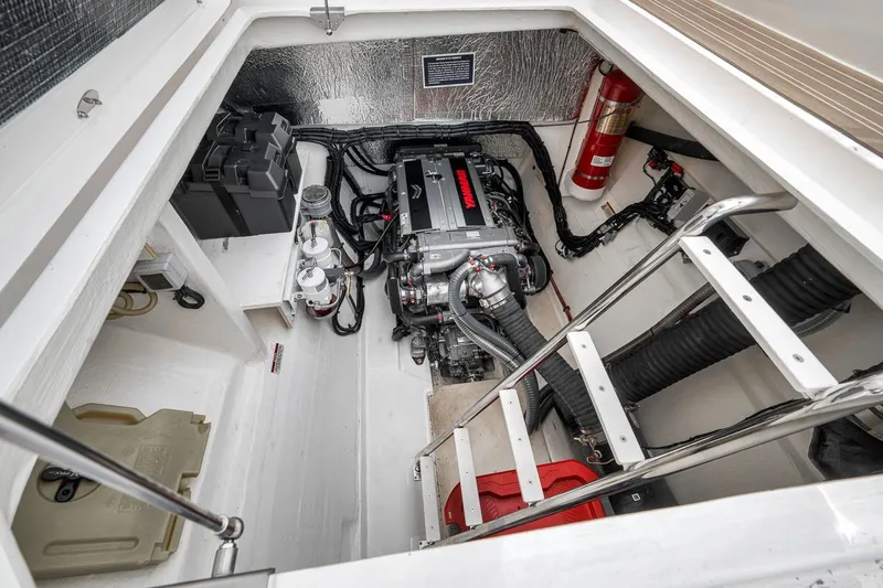 Slide: The Image of Engine room of 2024 Leopard 46 Powercat with visible machinery and equipment. - 80