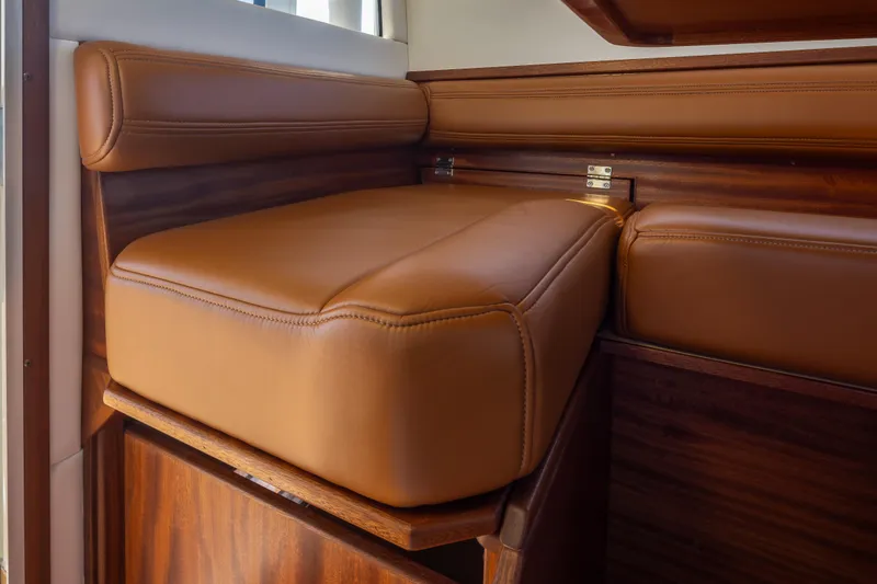 Slide: The Image of Luxurious leather seating in 2025 Ocean Sport Roamer boat interior. - 29