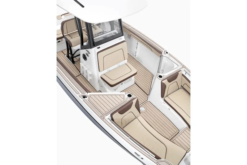 Slide: The Image of Interior view of 2026 Yamaha Boats 255 FSH Sport H with luxurious seating. - 6