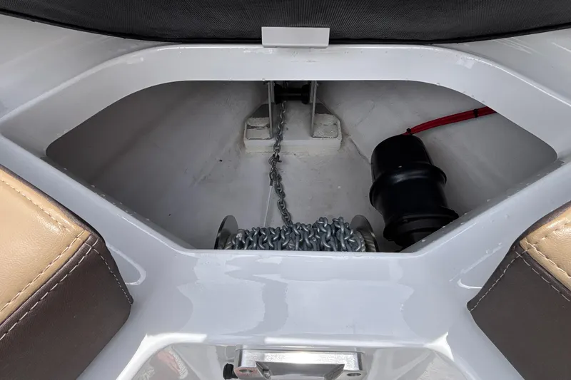 Slide: The Image of Anchor storage compartment of 2026 Monterey Elite 27 OB boat. - 46