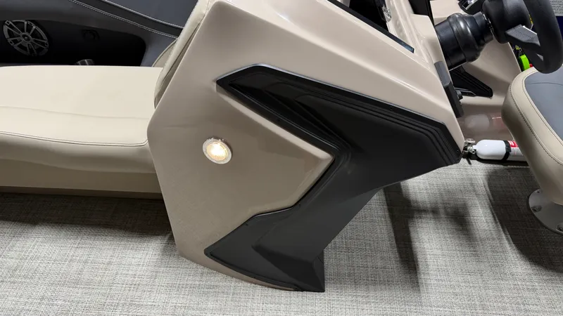 Slide: The Image of Close-up of a modern boat dashboard with sleek design and an integrated speaker. - 40