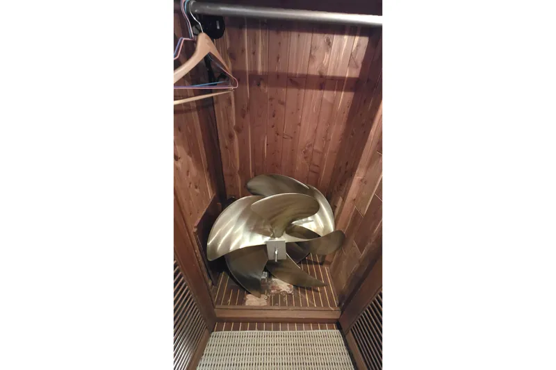Slide: The Image of Cedar-lined closet with boat propeller, Grand Banks 49 Eastbay HX 2003. - 42