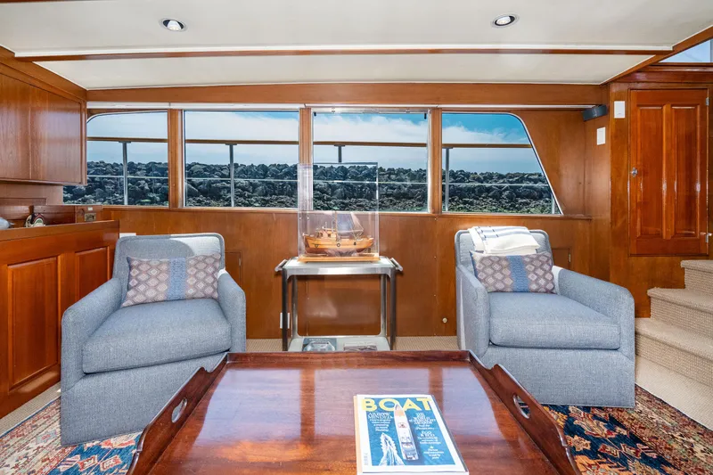 Slide: The Image of Interior of 1971 Burger 64 Pilothouse Motoryacht with cozy armchairs. - 33