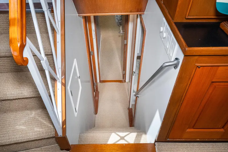 Slide: The Image of Interior of 1971 Burger 64 Pilothouse Motoryacht, stairway area. - 35