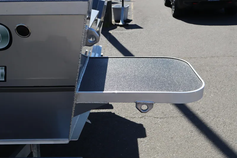 Slide: The Image of Alumaweld Talon 18 (2026) boat detail showing rear platform and attachment point. - 4