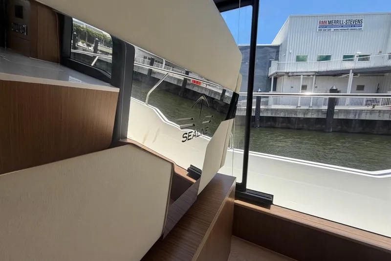 Slide: The Image of Interior view of 2022 Sealine C430 yacht with modern design elements. - 109