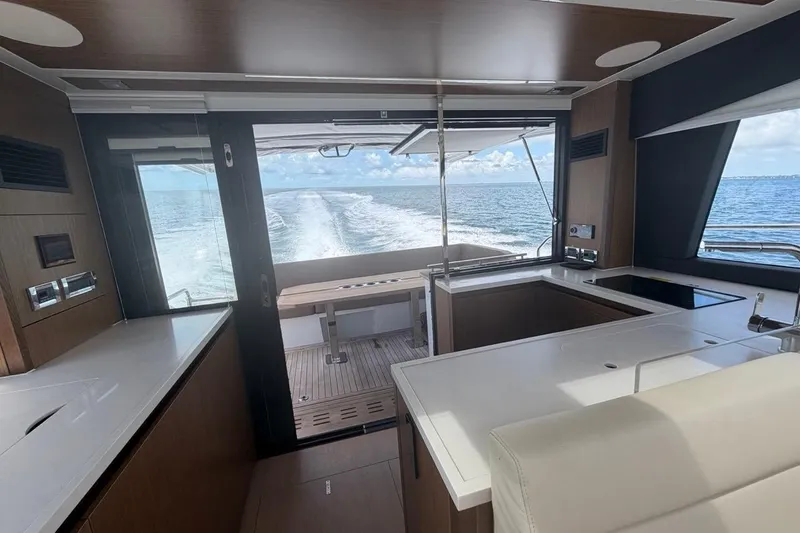 Slide: The Image of Interior view of 2022 Sealine C430 yacht with ocean backdrop. - 51