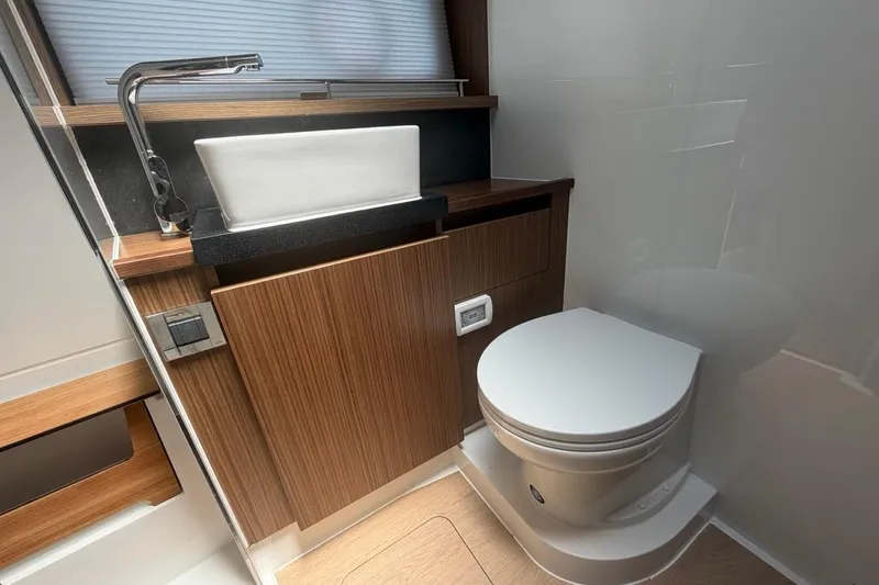 Slide: The Image of Modern bathroom in 2022 Sealine C430 yacht with sleek sink and toilet. - 72