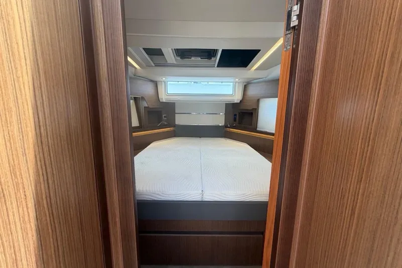 Slide: The Image of Interior cabin of 2022 Sealine C430 yacht with modern wood finish. - 76
