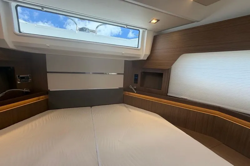Slide: The Image of Luxurious interior cabin of 2022 Sealine C430 yacht with modern wood finish. - 78