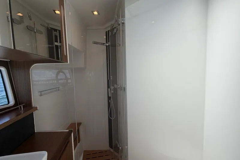 Slide: The Image of Modern bathroom interior of 2022 Sealine C430 yacht with sleek design and fixtures. - 83