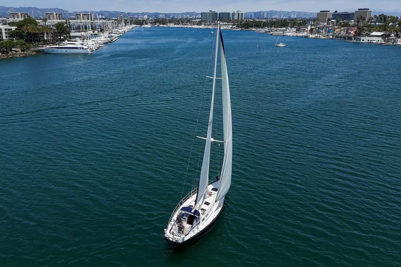 Slide: The Image of Sailing yacht Hinckley Sou'wester 52 cruising in a marina, 1998 model. - 12