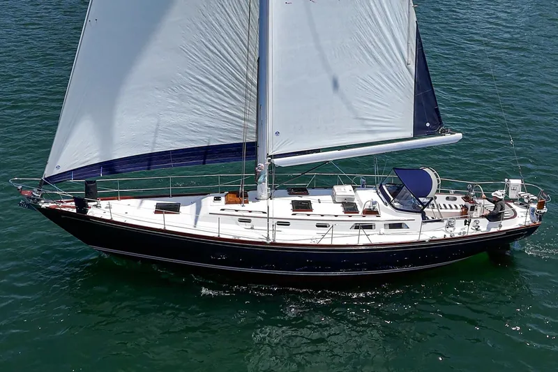Slide: The Image of Sailing yacht Hinckley Sou'wester 52, 1998 model, cruising on open water. - 3