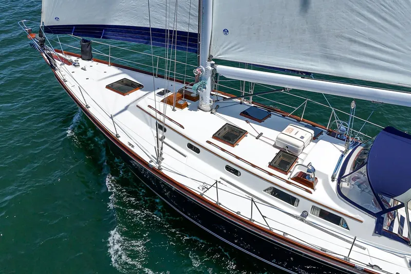 Slide: The Image of Sailing yacht Hinckley Sou'wester 52, 1998 model, cruising on open water. - 35