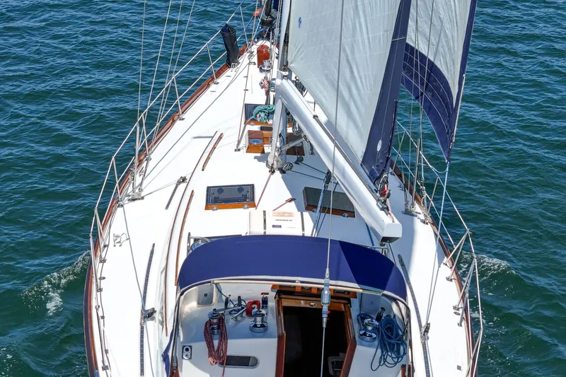 Slide: The Image of Sailing yacht Hinckley Sou'wester 52, 1998 model, cruising on open water. - 36