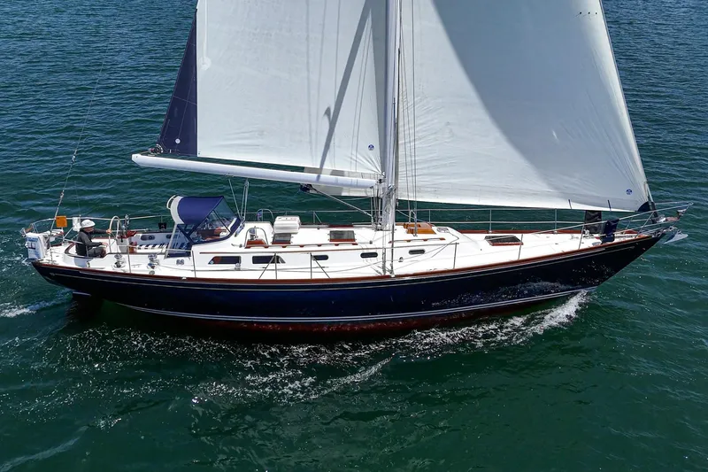 Slide: The Image of Sailing yacht Hinckley Sou'wester 52, 1998 model, cruising on open water. - 4