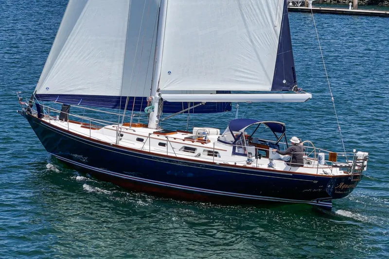 Slide: The Image of Sailing yacht Hinckley Sou'wester 52, 1998 model, cruising on open water. - 5