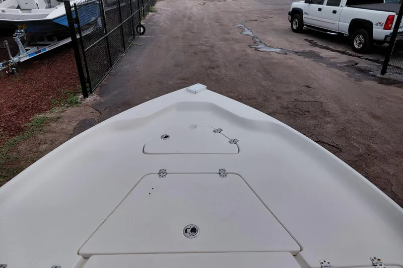 Slide: The Image of Bow view of 2018 Key West 230 Bay Reef boat on a trailer. - 9