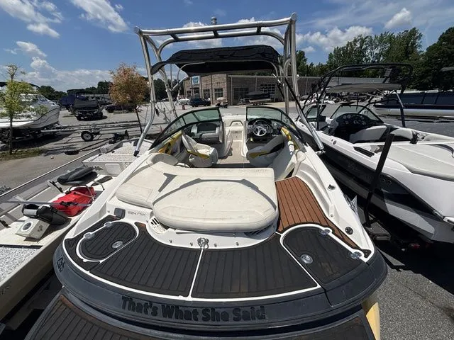 Slide: The Image of 2012 Monterey 224 FS boat with Volvo Penta engine on display. - 14