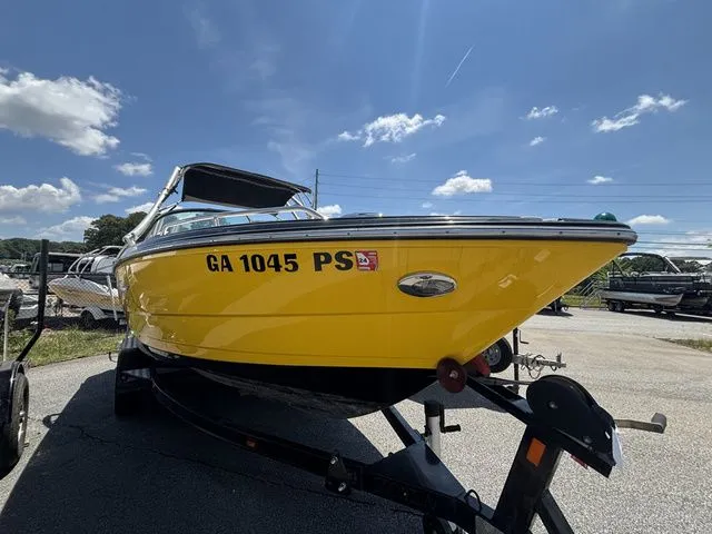 Slide: The Image of Yellow Monterey 224 FS boat on trailer, 2012 model. - 6