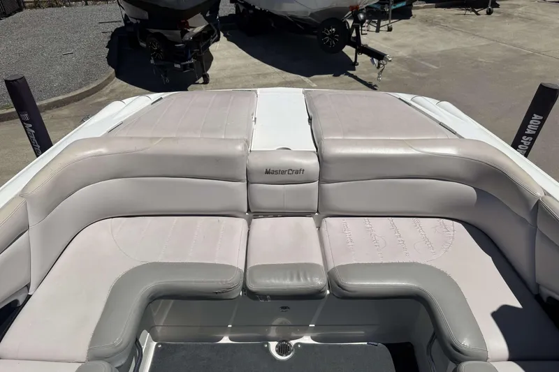 Slide: The Image of 2008 MasterCraft X-45 boat interior with spacious seating and sleek design. - 21