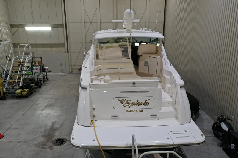 Slide: The Image of 2007 Tiara Yachts 4300 Sovran in storage, rear view, Holland, MI. - 3