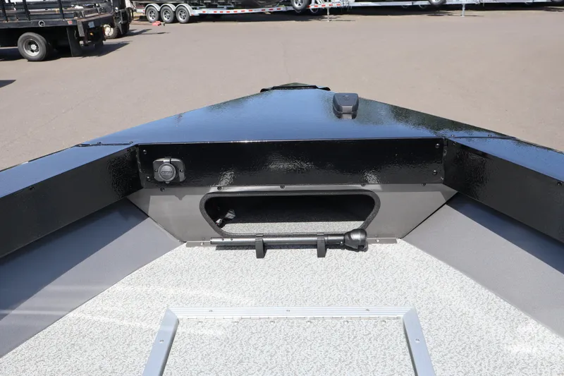 Slide: The Image of 2026 Smoker Craft Osprey 172 boat interior, featuring a sleek, modern design and storage compartment. - 22