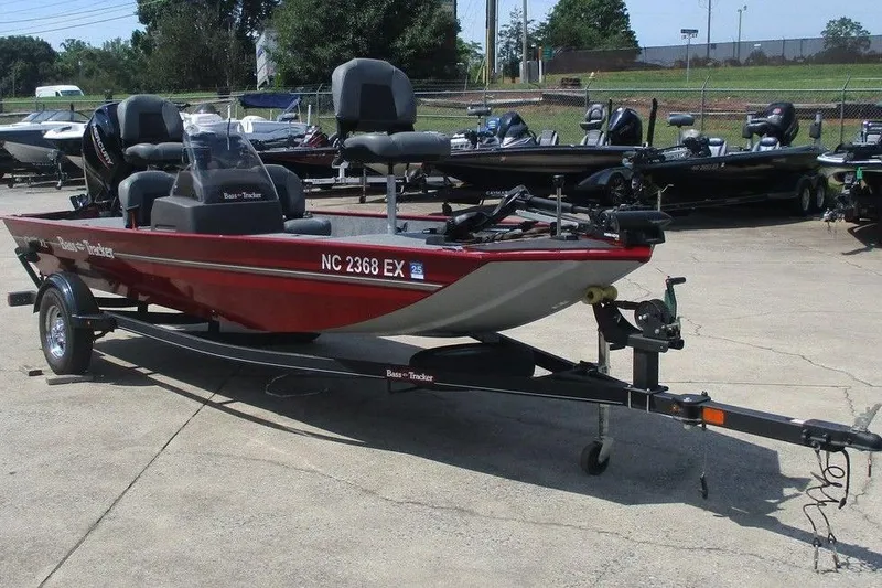 Slide: The Image of 2022 Tracker Bass Tracker Classic XL boat on trailer in outdoor lot. - 5