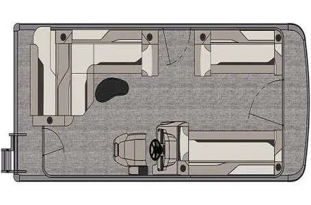 Slide: The Image of 2026 Avalon Venture Cruise layout with rear bench and 60HP Mercury. - 2
