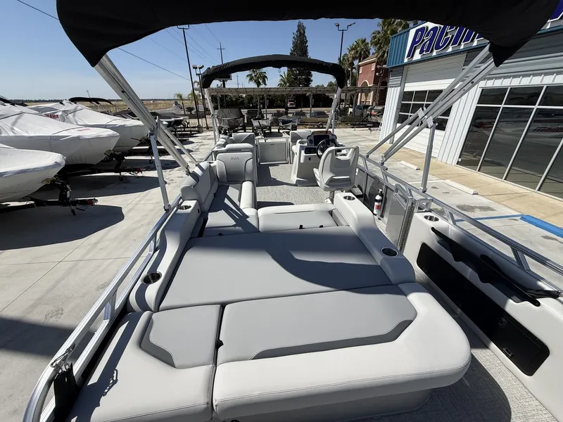 Slide: The Image of Avalon Venture Versatile boat, 21 ft, with 60HP Mercury engine, 2026 model. - 8
